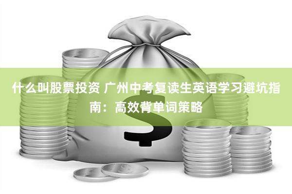 什么叫股票投资 广州中考复读生英语学习避坑指南：高效背单词策略